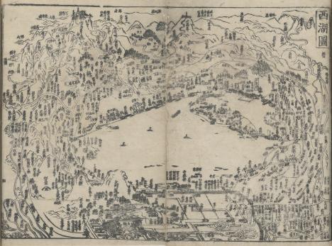 Map of West Lake engraved by Wang Yao.