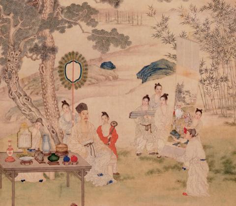 The Qianlong Emperor Viewing Paintings