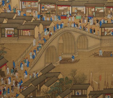 Detail of Southern Inspection Tour handscroll by Wang Hui